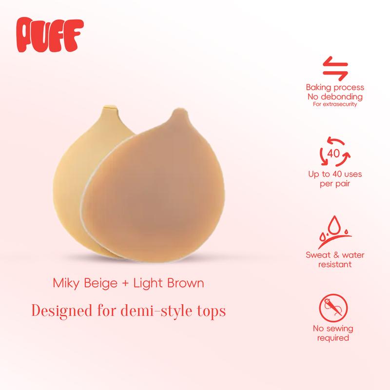 Puff #1 Push-up Sticky Bra – Waterproof & Sweat-proof, Portable, Reusable, Washable, Essential for Travel Women's Wear with Storage Board & Replaceable Adhesive Pads
