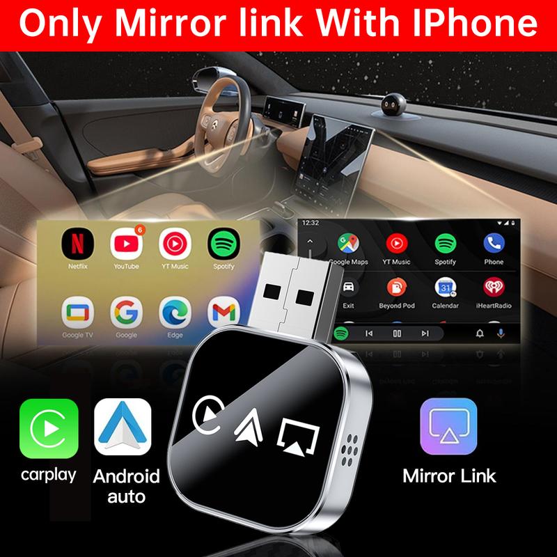 2026 Upgrade 3 in 1 Wireless Carplay Mirror Link Adapter Instant Wired to Wireless Conversion Plug & PlayMini Stable Design for Wired Carplay