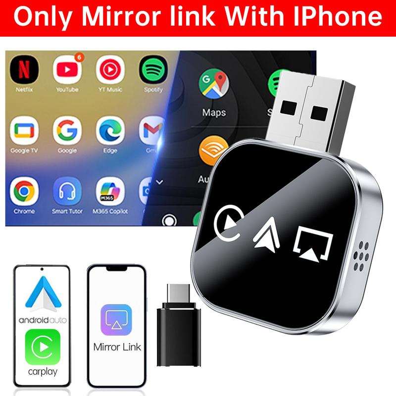 2026 Upgrade 3 in 1 Wireless Carplay Mirror Link Adapter Instant Wired to Wireless Conversion Plug & PlayMini Stable Design for Wired Carplay
