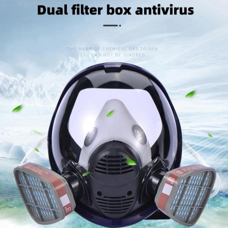 Reusable Full Face Mask with Filter Box (1 Set), 17in1 Full Face Mask, Dustproof & Gasproof Full Face Mask, Protective Gas Mask Suitable for Painting, Woodworking, Construction, Grinding, Spraying, Chemicals, DIY
