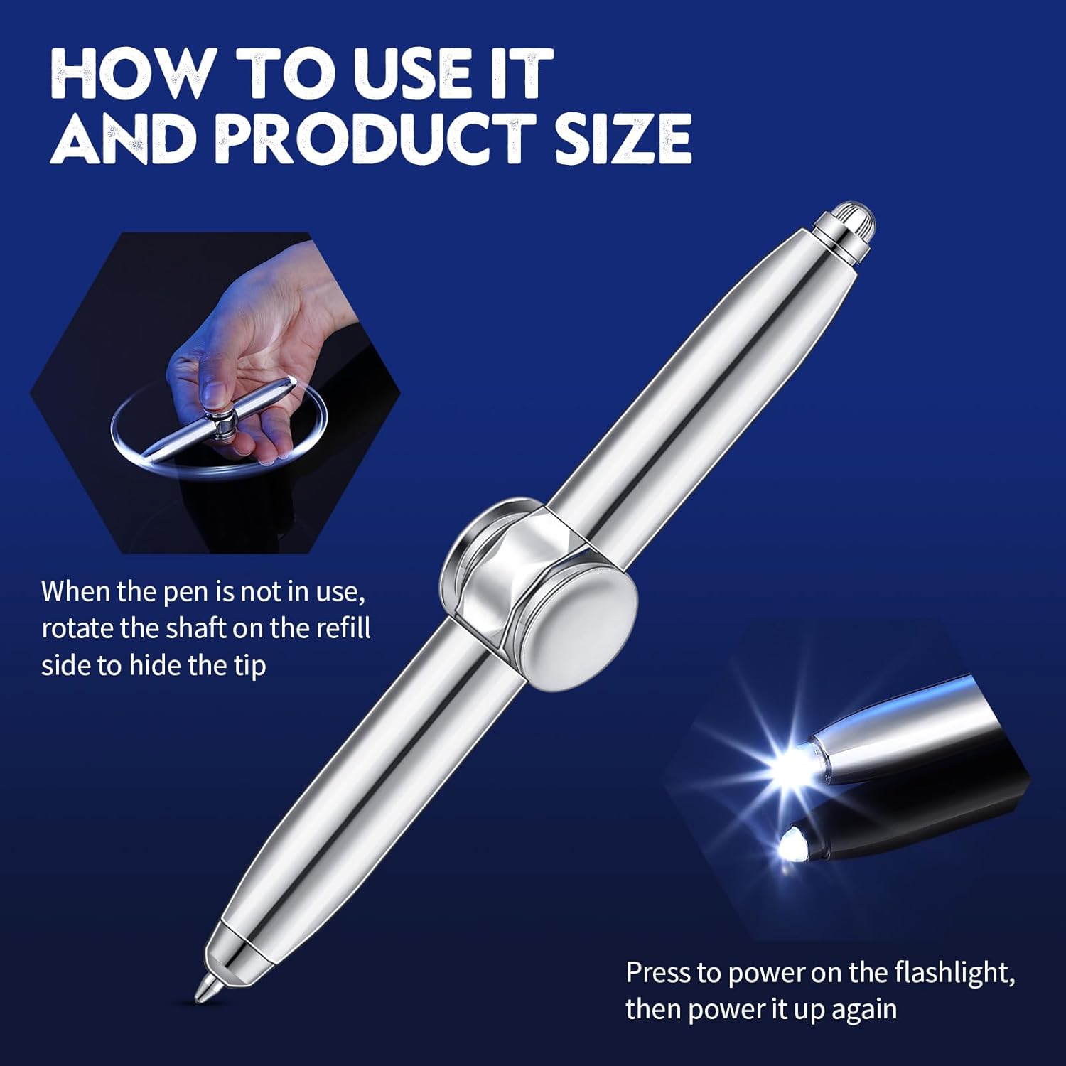 2 Pieces Fidget Spinning Pen with LED Light