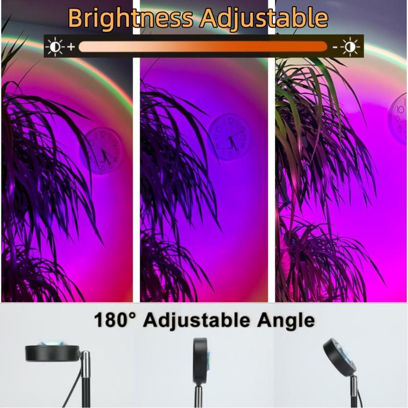 Fall Sunset Lamp Projector Light 180° Adjustable RGB Mood Lamp with 4 Modes Remote Control Battery Included for Bedroom Gaming Room Live Streaming Christmas Gift DC Power Supply