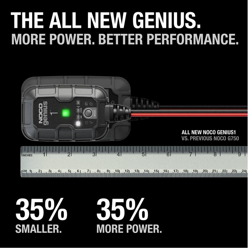 NOCO GENIUS1 1A Smart Battery Charger, 6V and 12V, Battery Maintainer, Trickle Charger and Desulfator