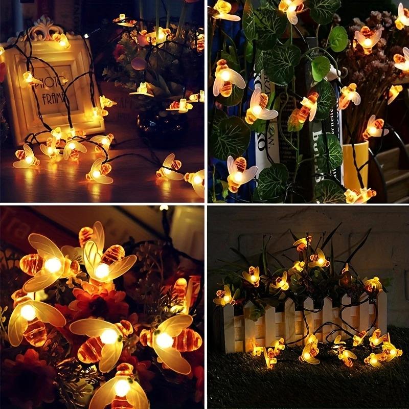 Solar 50pcs LED Bee String Lights - Cute Bee Garden Decoration for Wedding, Party, Christmas Tree and Home Yard