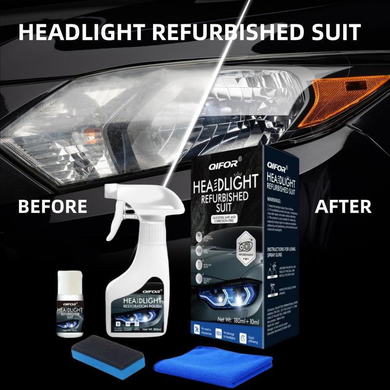 QIFOR Automotive Headlamp Restoration Fluid, oxidized and yellowed automotive headlamps, blurring enhanced crystalline coating refurbisher