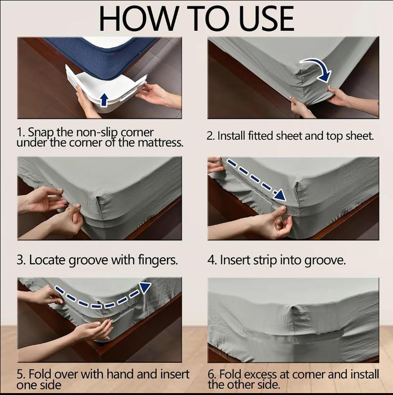 Secure Sheet Holder with Heavy-Duty Mattress Straps Universal Fit Easy One-Time Installation Set of 4 Plastic Bedsheet Clip