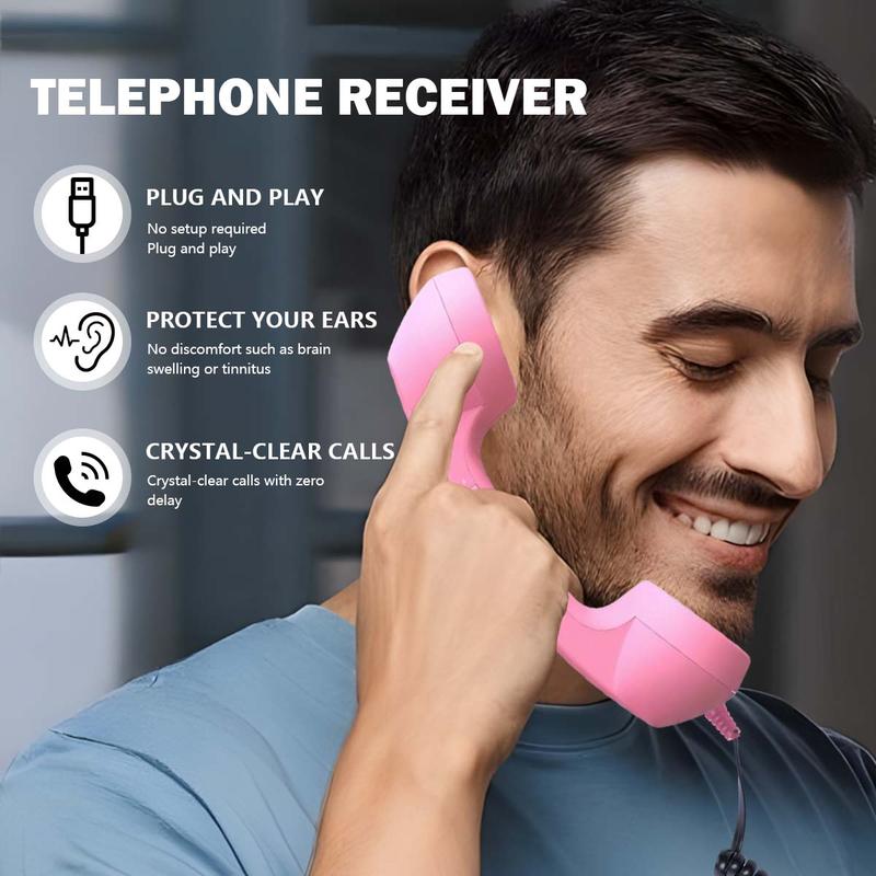 Retro Selected-Bluetooth Phone Handset - Wireless/Wired & USB Mobile Phone Receiver for Comfortable Calls