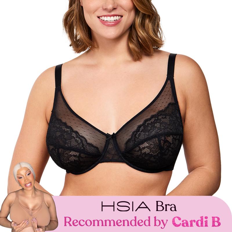 HSIA Enchante Floral Lace Plus Size Underwire Unlined Unpadded Minimizer Full Coverage Bra Women's Wear Comfortable Breathable Mesh Cup