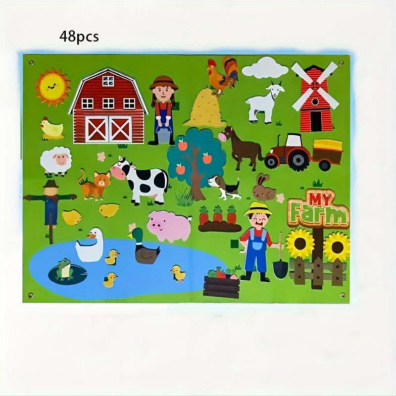 Farm House & Animal Pattern Felt Board, 1 Set Early Education Interactive Felt Board, Preschool Learning Toy for Kids