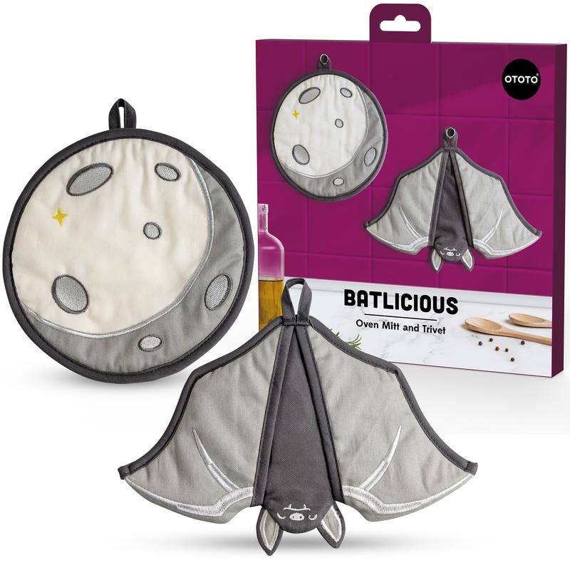 👻NEW! OTOTO Batlicious Oven Mitts & Pot Holders Set – Cute Goth Kitchen Decor