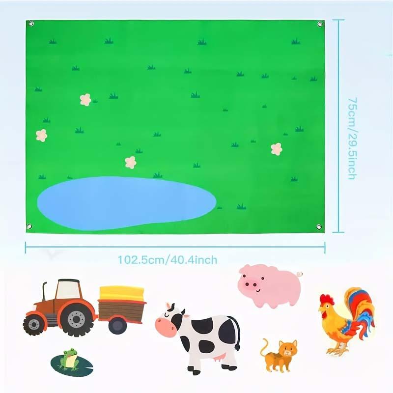 Farm House & Animal Pattern Felt Board, 1 Set Early Education Interactive Felt Board, Preschool Learning Toy for Kids