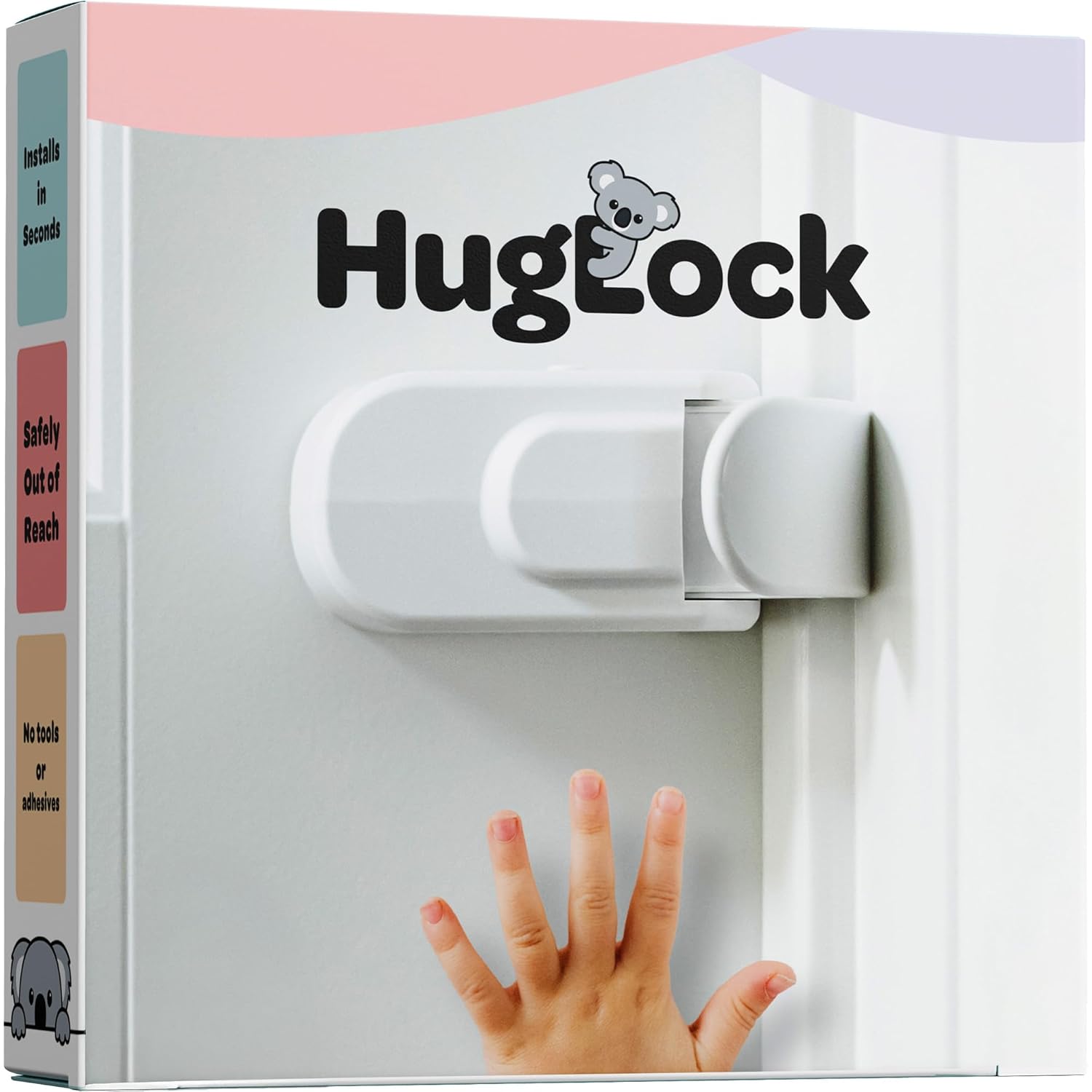 Huglock - The Snap-On Door Lock Kids Can't Reach or Defeat - No Tools or Adhesives Required - Works With Door Knob, Lever or Handle
