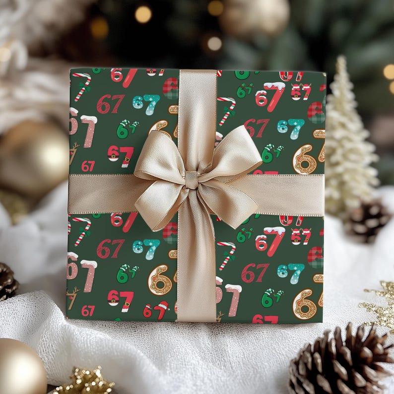 67 Meme Christmas Gift Wrap, funny wrapping paper for kids and teens, perfect for holiday presents and unique meme gifts.