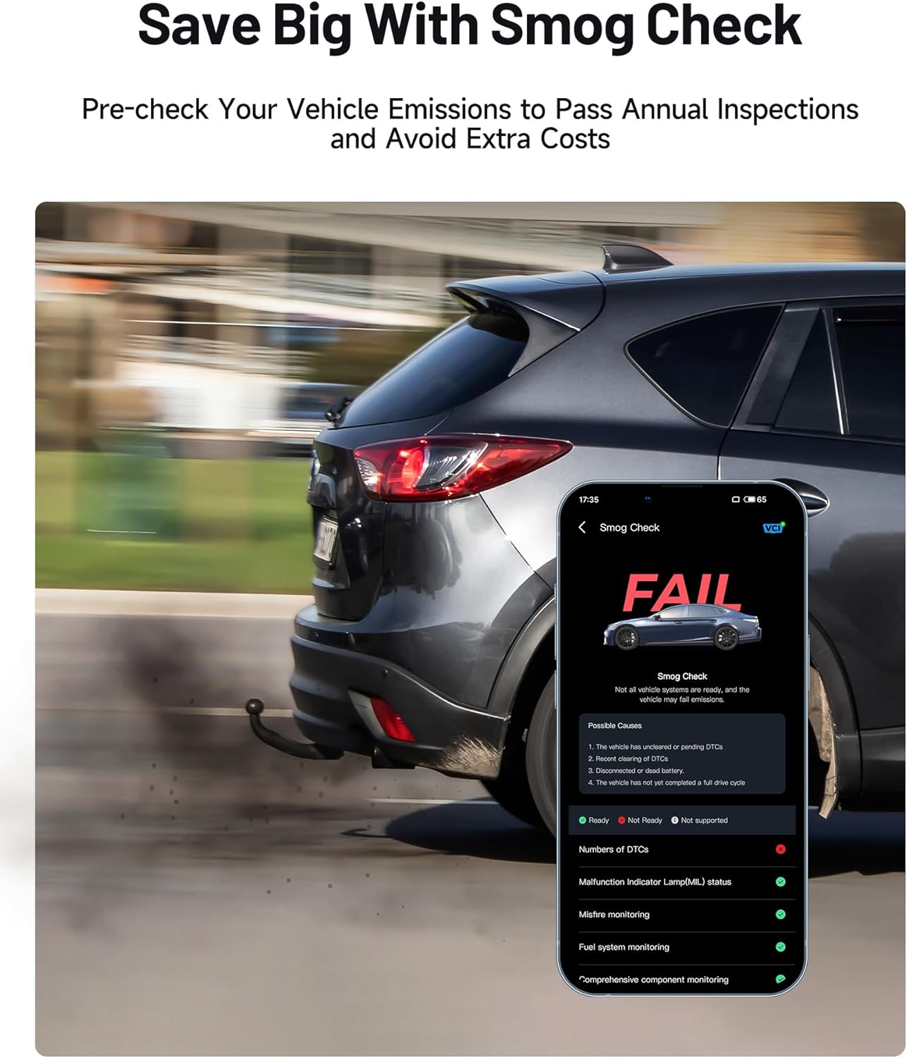 TOPDON Carpal-US OBD2 Code Reader Bluetooth, All System OBD2 Scanner for iOS & Android, Vehicle Health Check, 6 Maintenance Services, Smog Check, Repair Guide, 1 Year Free Update