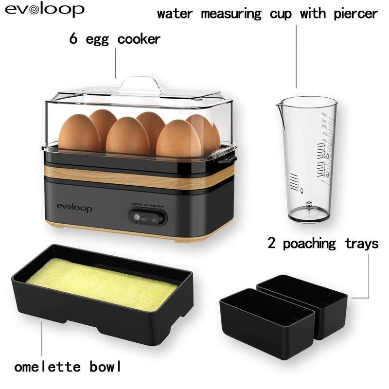 EVOLOOP Rapid Egg Cooker 6 Egg Capacity BPA free Electric Egg Cooker