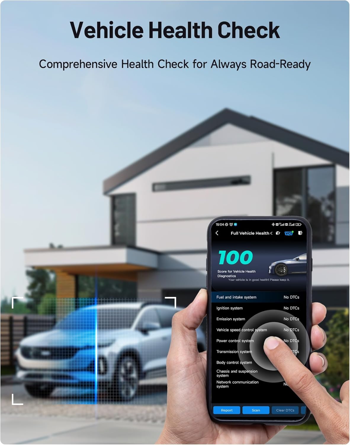 TOPDON Carpal-US OBD2 Code Reader Bluetooth, All System OBD2 Scanner for iOS & Android, Vehicle Health Check, 6 Maintenance Services, Smog Check, Repair Guide, 1 Year Free Update