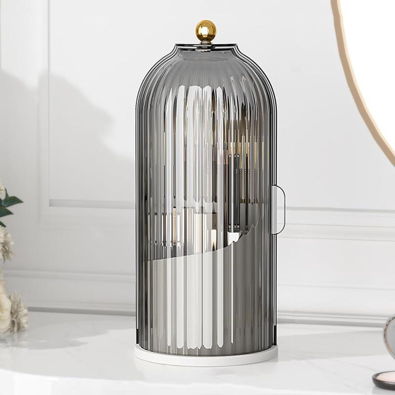 Dustproof Toothbrush Holders with Cover, Rotating Electric Toothbrush and Toothpaste Holder for Bathroom Countertop, 3 Slots Transparent  Organizer for Vanity Makeup Brushes Holder