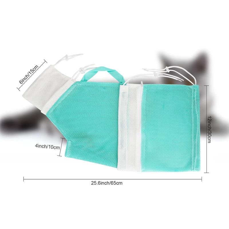 Cat Bathing Grooming Bag - Multifunctional Adjustable Breathable Restraint Shower Bag with Anti-Bite and Anti-Scratch Features in Green