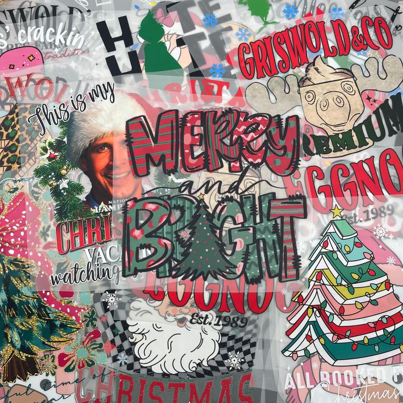 15PCS Christmas Mystery DTF Transfer Bundle – Ready to Press Holiday Designs | Santa, Reindeer, Gingerbread & Festive Graphics for T-Shirts, Totes & DIY Gifts