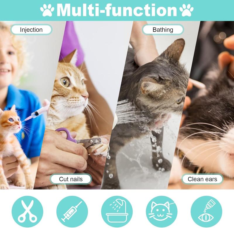 Cat Bathing Grooming Bag - Multifunctional Adjustable Breathable Restraint Shower Bag with Anti-Bite and Anti-Scratch Features in Green