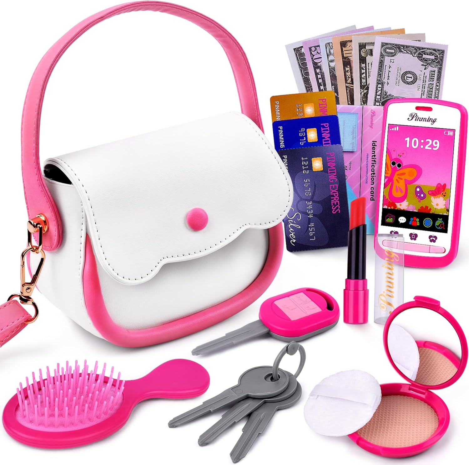GJZZ Play Purse for Little Girls Toys - Toddler Purse Set Pretend Play Makeup Toys