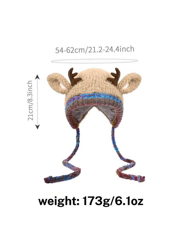 Original design Festive Christmas Antler Hat (It can be used as a handbag，A hat has multiple uses.)Knitted Ear Protection Windproof Warm Hat Suitable for the family It can be worn by adults and children, without limiting the circumference of the head