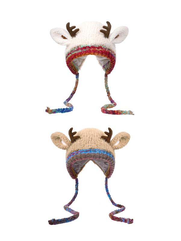 Original design Festive Christmas Antler Hat (It can be used as a handbag，A hat has multiple uses.)Knitted Ear Protection Windproof Warm Hat Suitable for the family It can be worn by adults and children, without limiting the circumference of the head