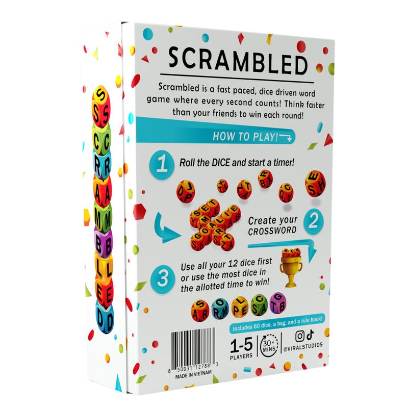 Scrambled Dice Word Game for 1-5 Players Brain Exercise Party Game