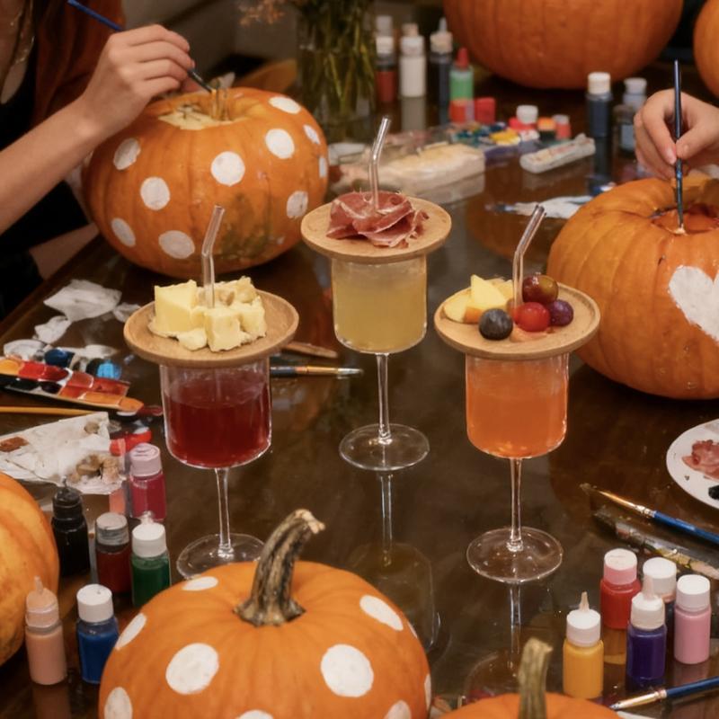 Wine Glass with Charcuterie Topper and Straw, Glass with Charcuterie Boards, Wine Appetizer Plates for Family Gatherings,