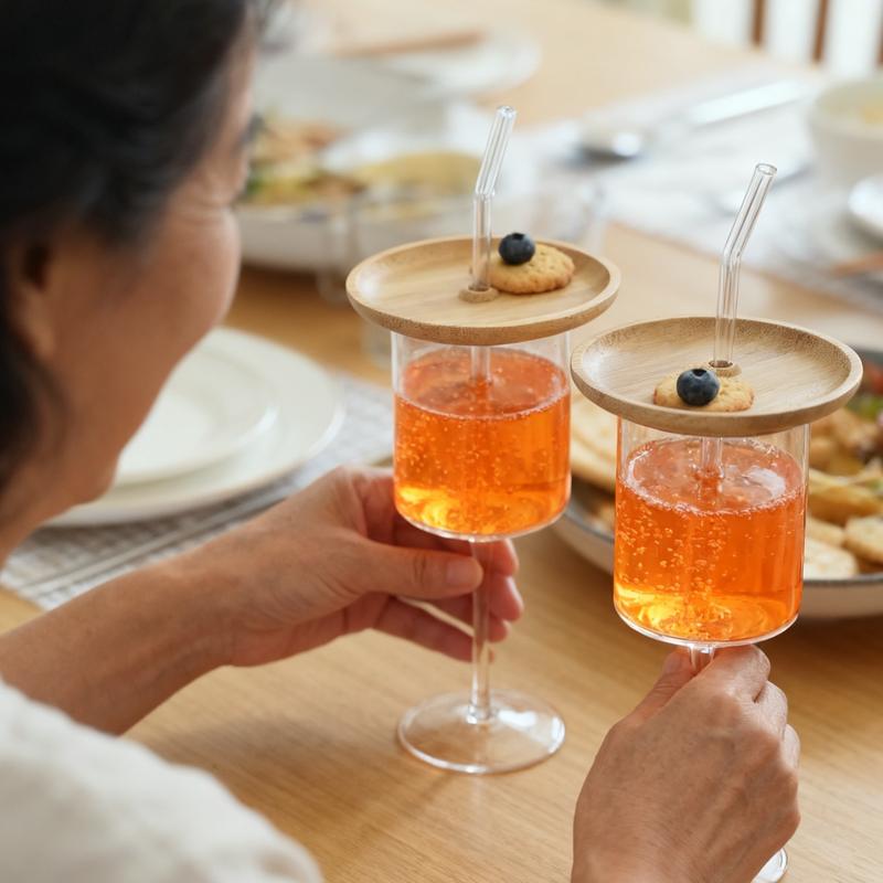 Wine Glass with Charcuterie Topper and Straw, Glass with Charcuterie Boards, Wine Appetizer Plates for Family Gatherings,