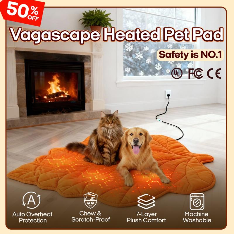 Vagascape Heated Pet Pad for Dogs & Cats – 7-Layer Safety Design, Auto Overheat Protection, Chew-Resistant Cord, Waterproof & Machine Washable, Ideal for Indoor & Outdoor Use