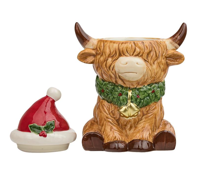 10 Strawberry Street Christmas Cow Canister