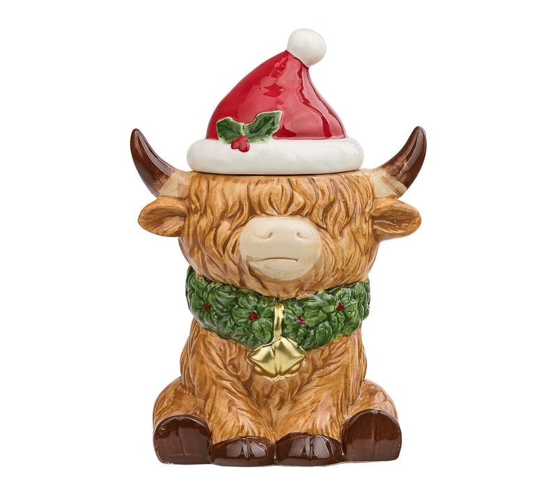 10 Strawberry Street Christmas Cow Canister