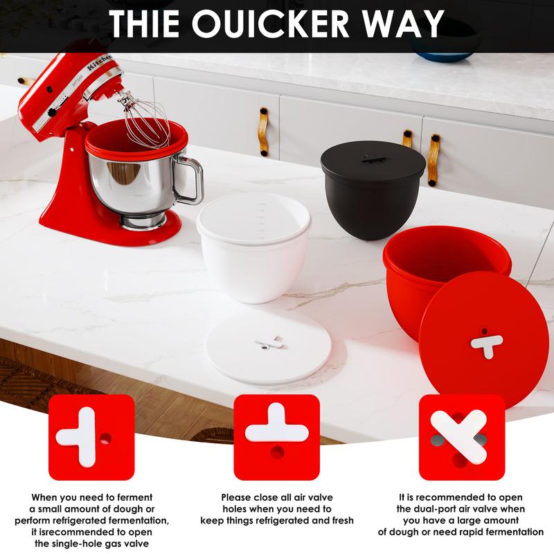 Silicone Bowl Liners for 5 Qt KitchenAid Mixers, with Lids