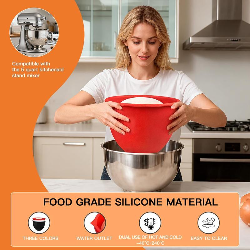 Silicone Bowl Liners for 5 Qt KitchenAid Mixers, with Lids