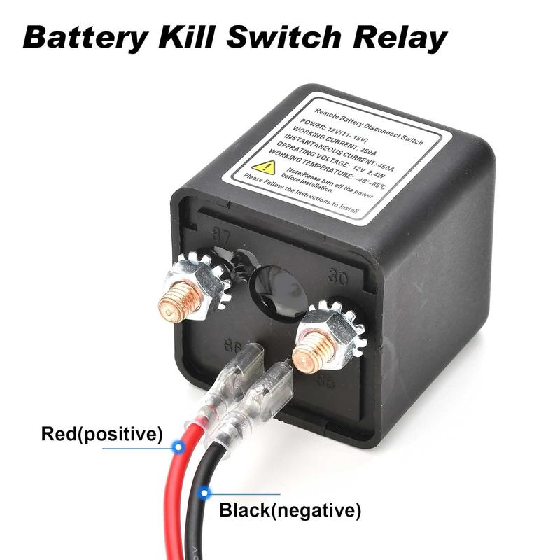 Remote Battery Disconnect Switch Power Kill Cut-Off Relay DC12V 200A for Car RV ATV Boat Truck Anti-Theft Vehicle Engine Isolator Easy Install,
