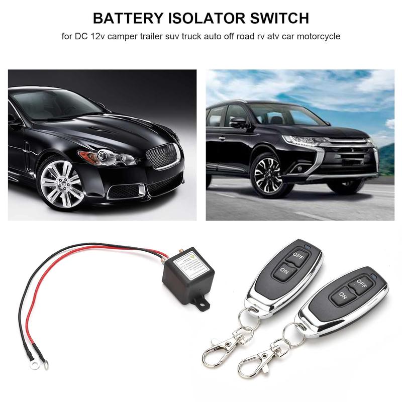 Remote Battery Disconnect Switch Power Kill Cut-Off Relay DC12V 200A for Car RV ATV Boat Truck Anti-Theft Vehicle Engine Isolator Easy Install,