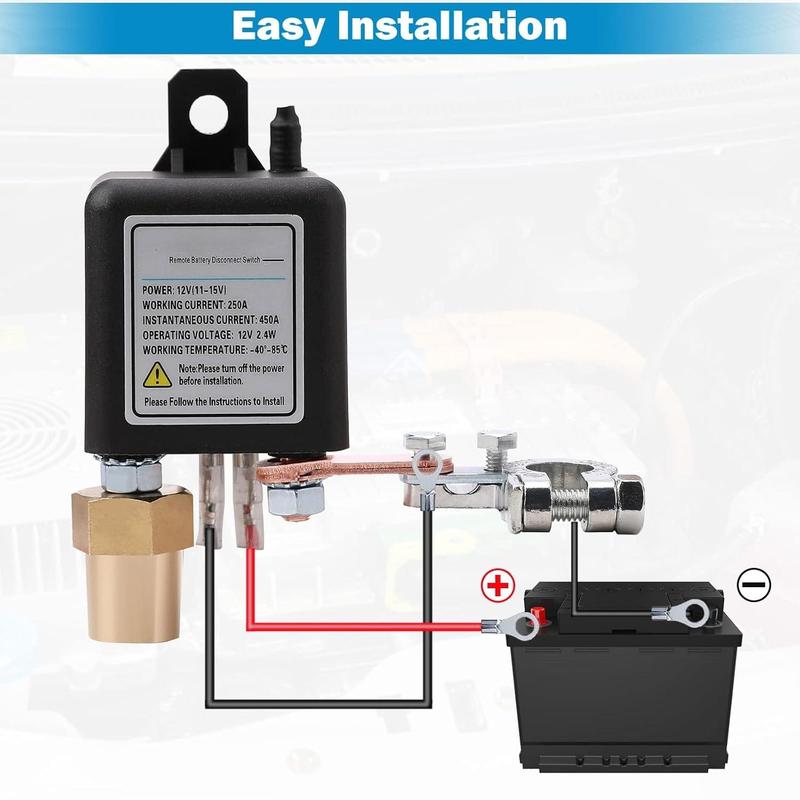 Remote Battery Disconnect Switch Power Kill Cut-Off Relay DC12V 200A for Car RV ATV Boat Truck Anti-Theft Vehicle Engine Isolator Easy Install,