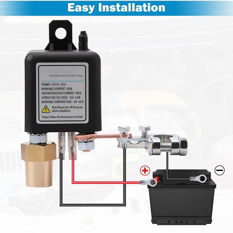 Remote Battery Disconnect Switch Power Kill Cut-Off Relay DC12V 200A for Car RV ATV Boat Truck Anti-Theft Vehicle Engine Isolator Easy Install,