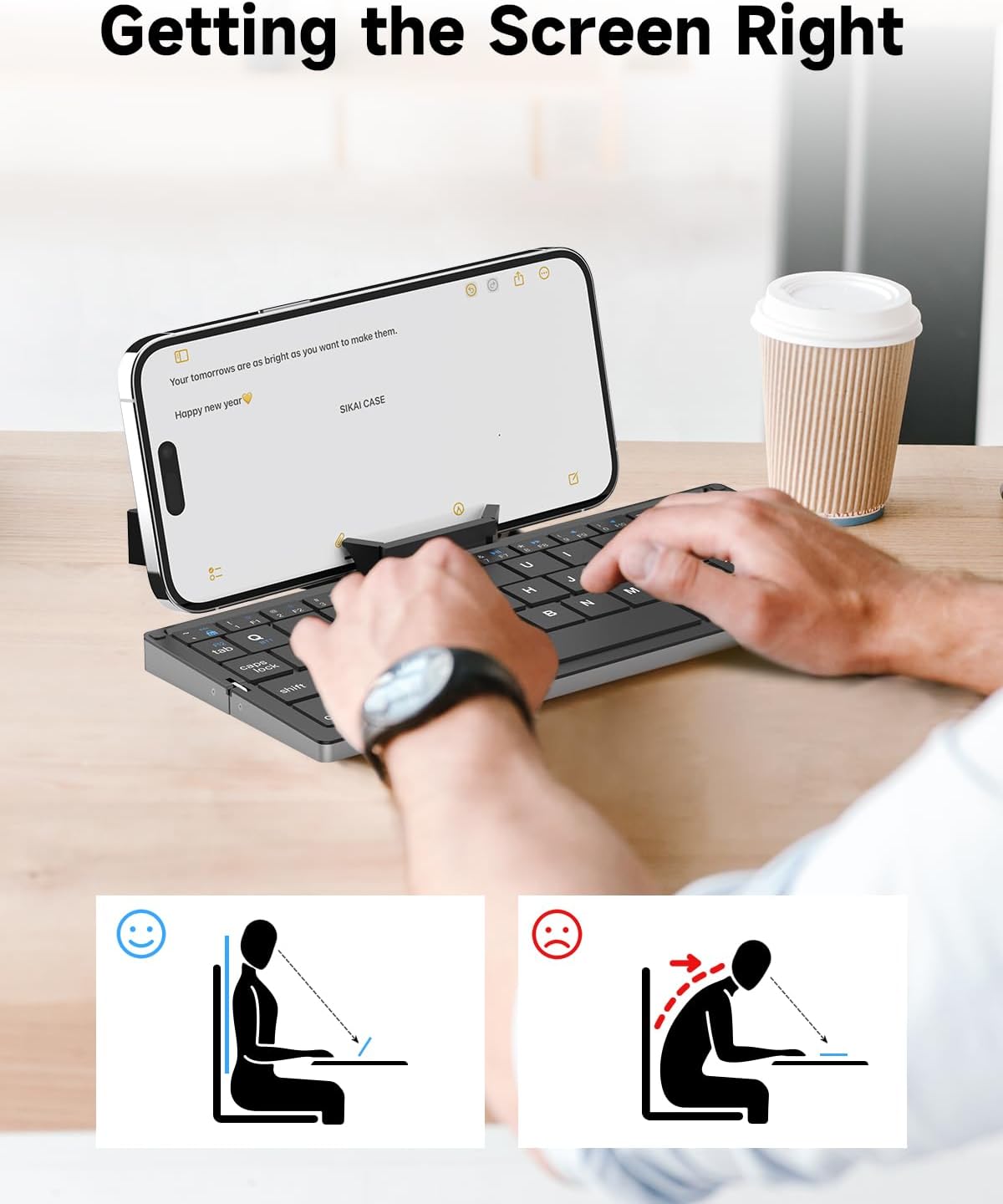 SIKAI CASE Foldable Bluetooth Keyboard with Magnetic Stand,Aluminum Alloy