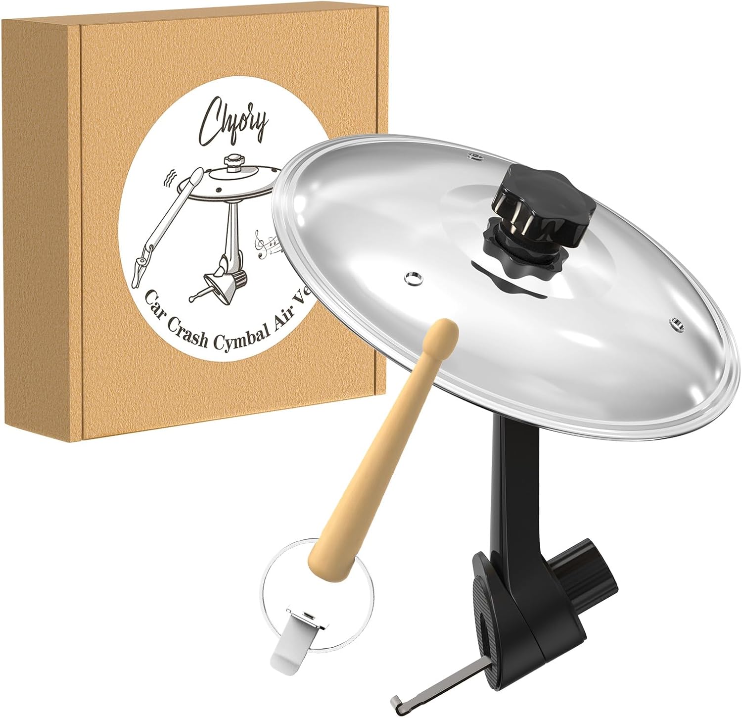 Mini Drum Crash Cymbal Set with Mini Drum Stick, Funny Musical Instruments Gadget for Drummer Music Lovers Gift, Compact Durable Car Accessory for Most Vehicles