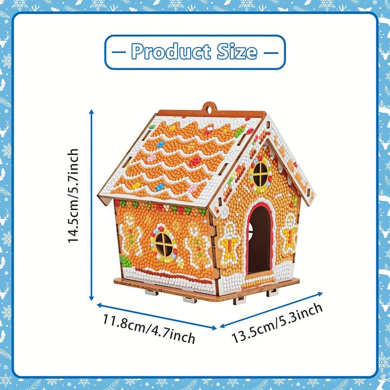 DIY Wooden Jigsaw Puzzle Christmas Gingerbread House | 3D Diamond Art Kit | Detailed Diamond Art, Seasonal Craft Project