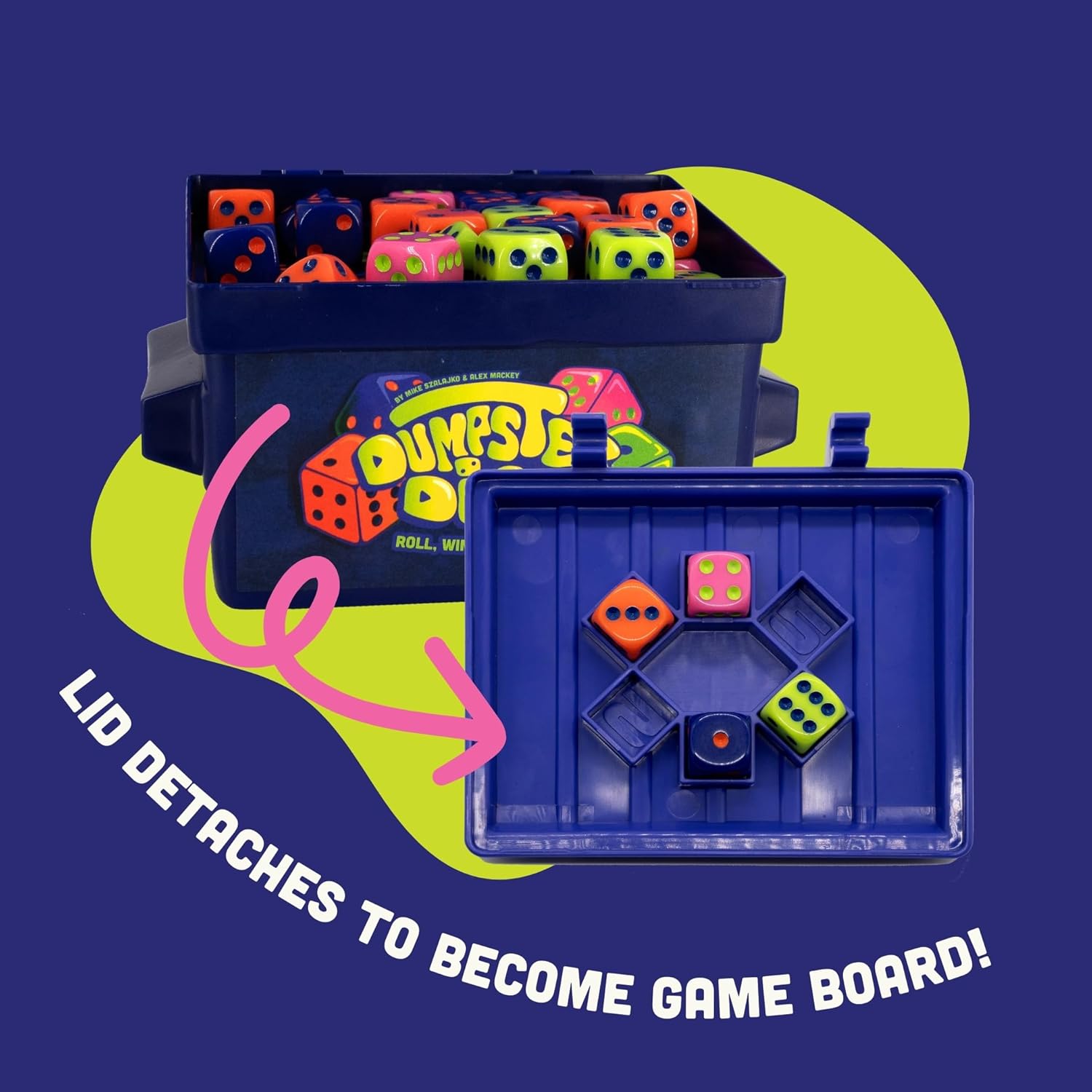 Big Discoveries Dumpster Dice - Fast-Paced Family Dice Game | Fun 4-Player Board and Dice Game with Dumpster, 80 Dice, and Graffiti Stickers | Perfect for Travel, Parties, and Game Night