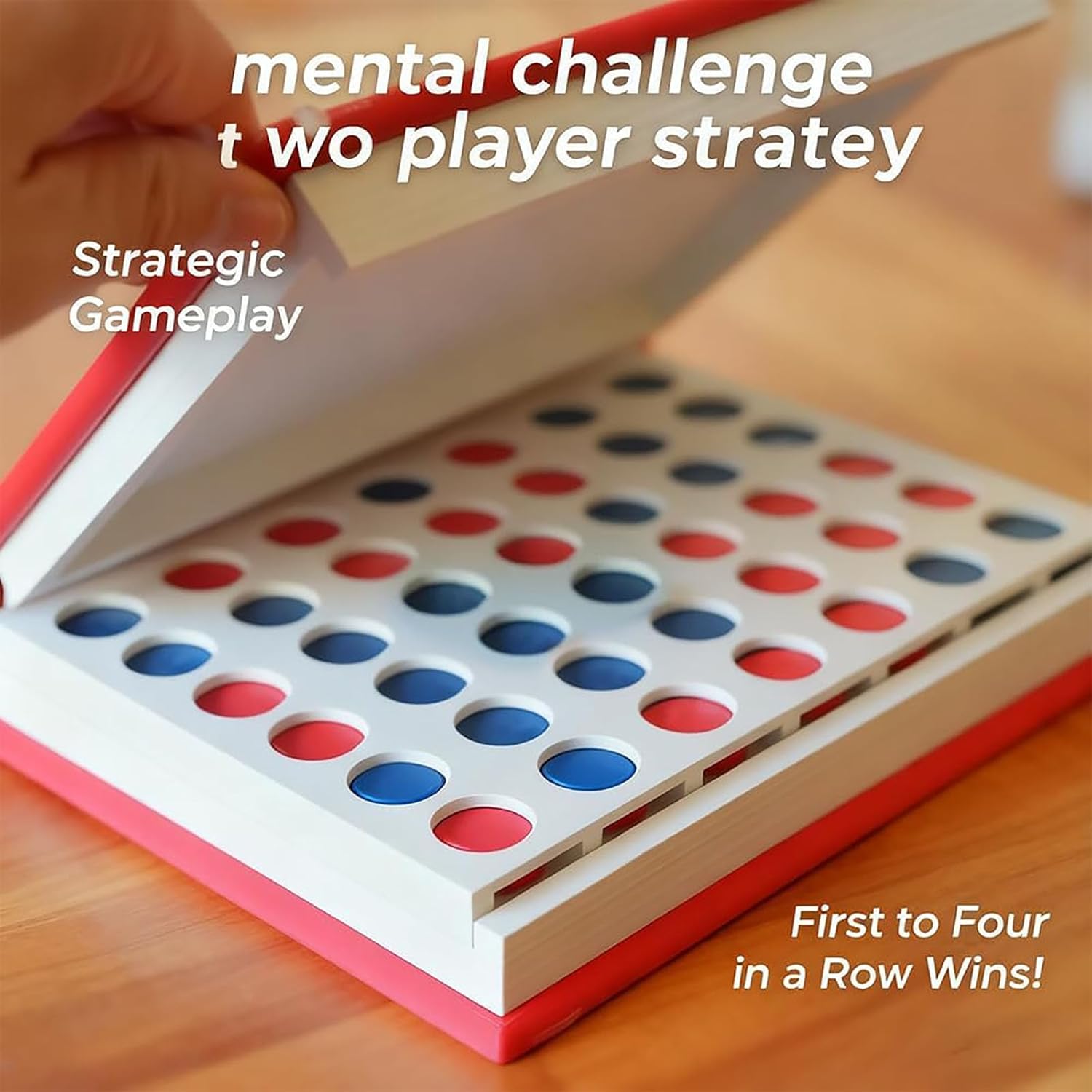 Playbook’d - Four in a Row, 3D Printed Magnetic Board Game with Built-in Storage, Foldable Strategy Family Game