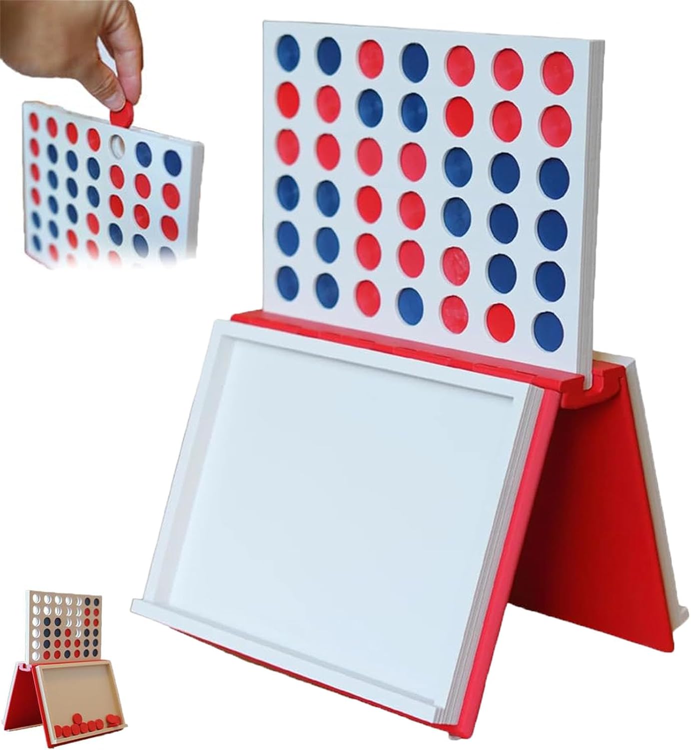 Playbook’d - Four in a Row, 3D Printed Magnetic Board Game with Built-in Storage, Foldable Strategy Family Game