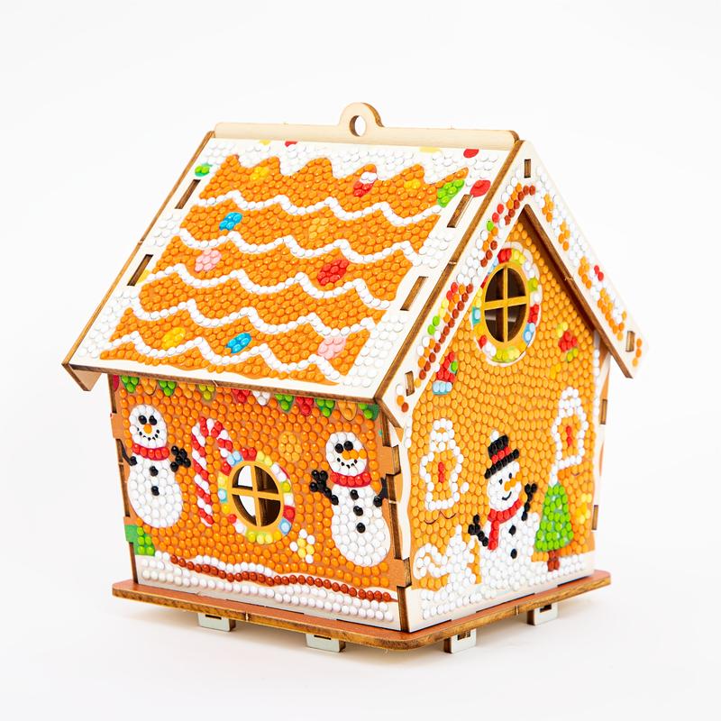DIY Wooden Jigsaw Puzzle Christmas Gingerbread House | 3D Diamond Art Kit | Detailed Diamond Art, Seasonal Craft Project