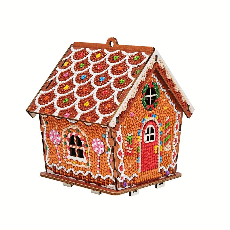 DIY Wooden Jigsaw Puzzle Christmas Gingerbread House | 3D Diamond Art Kit | Detailed Diamond Art, Seasonal Craft Project
