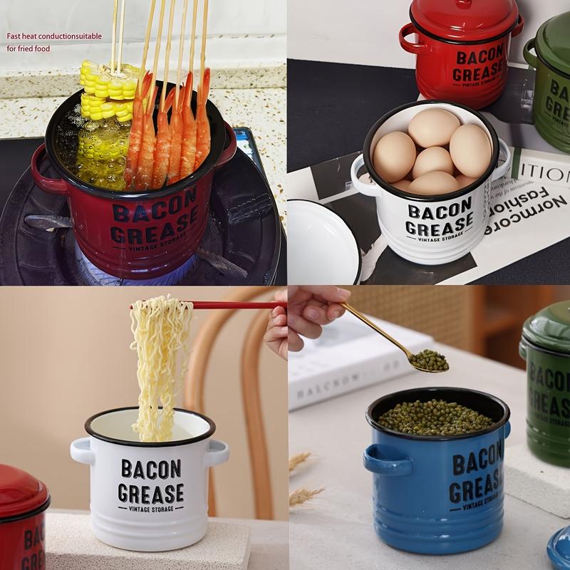 Bacon Grease Container with Strainer & Food-Grade Silicone Spatula,