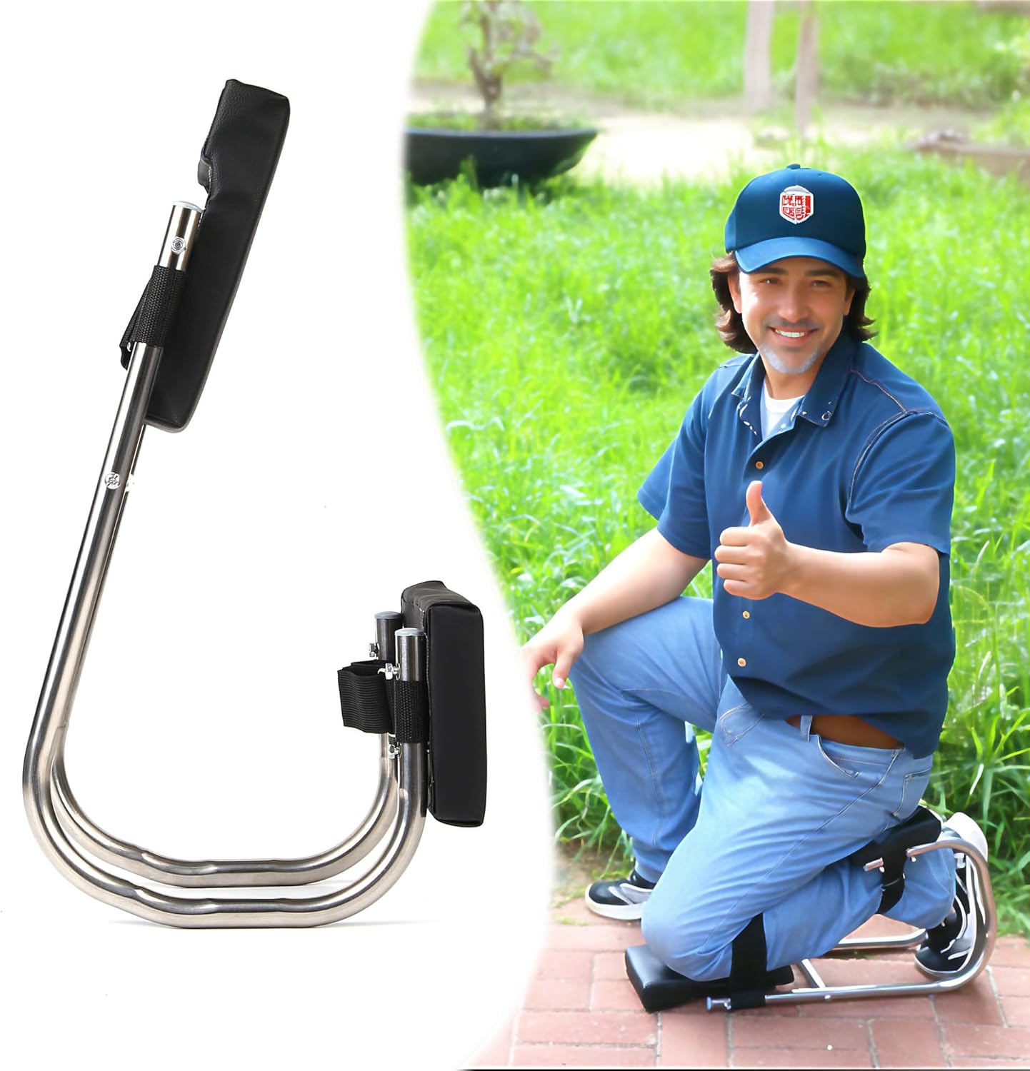 Unmake Ergonomic Knee Seat, Kneeler Seat for Gardening Farm Work - Optimal Knee Protection, Ankle Support, Durable Thick Kneeling Pad & Galvanized Steel