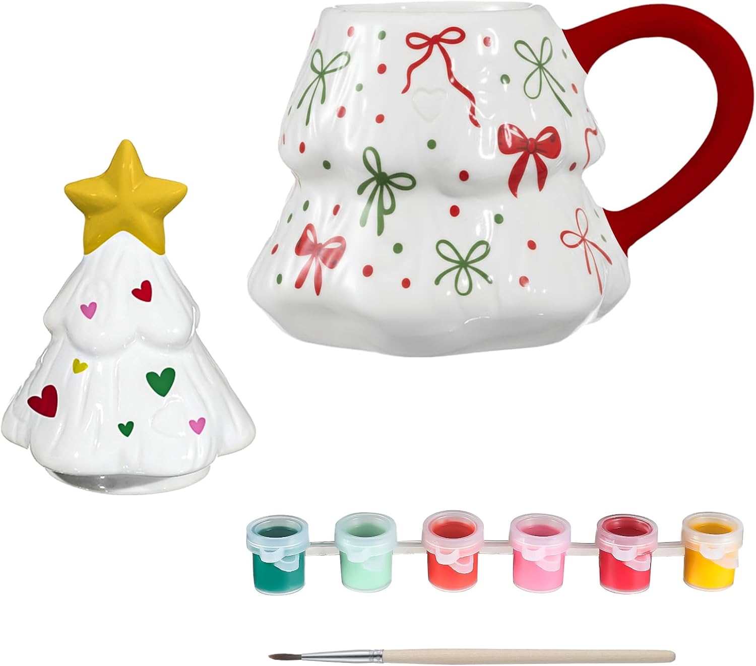 🎄Christmas Tree Mug with Lid.Paint Your Own Mug Craft Kit with 6 Color